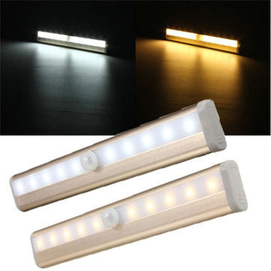 10 LED Cabinet Light PIR Human Body Motion Sensor Lamp Cupboard Closet LED Night Light LED Strip Light 6V-Indoor Lighting