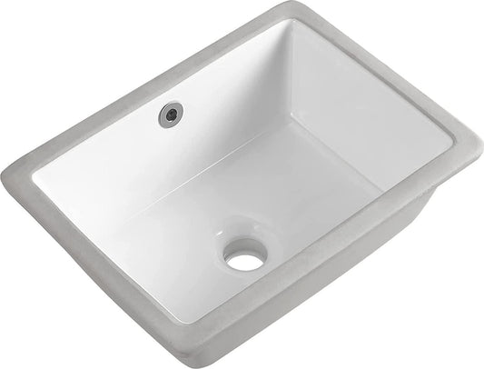 16 Inch Undermount Bathroom Sink Small Rectangle Undermount Sink White Ceramic Under Counter Bathroom Sink with Overflow (15.70 x11.69 )-