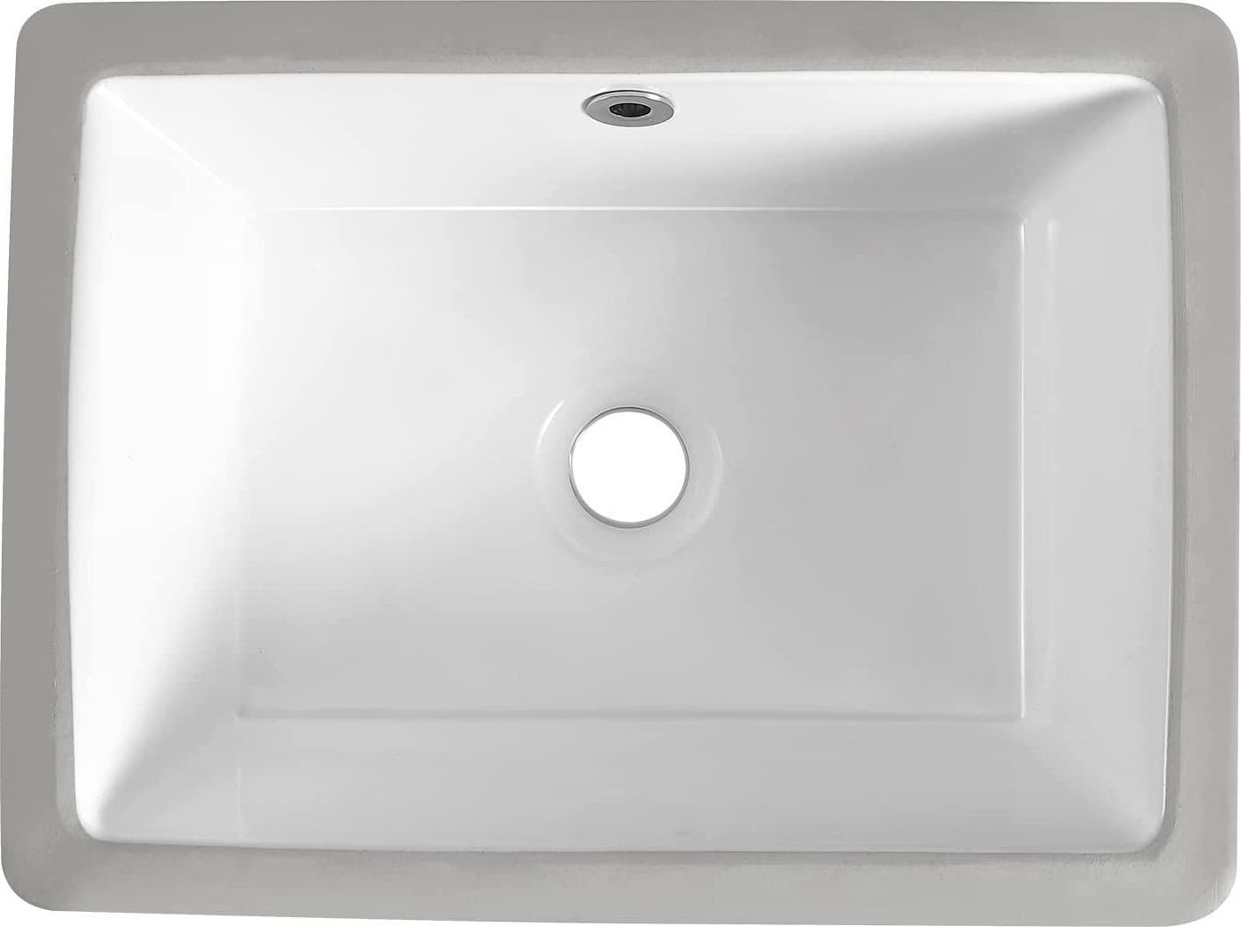 16 Inch Undermount Bathroom Sink Small Rectangle Undermount Sink White Ceramic Under Counter Bathroom Sink with Overflow (15.70 x11.69 )
