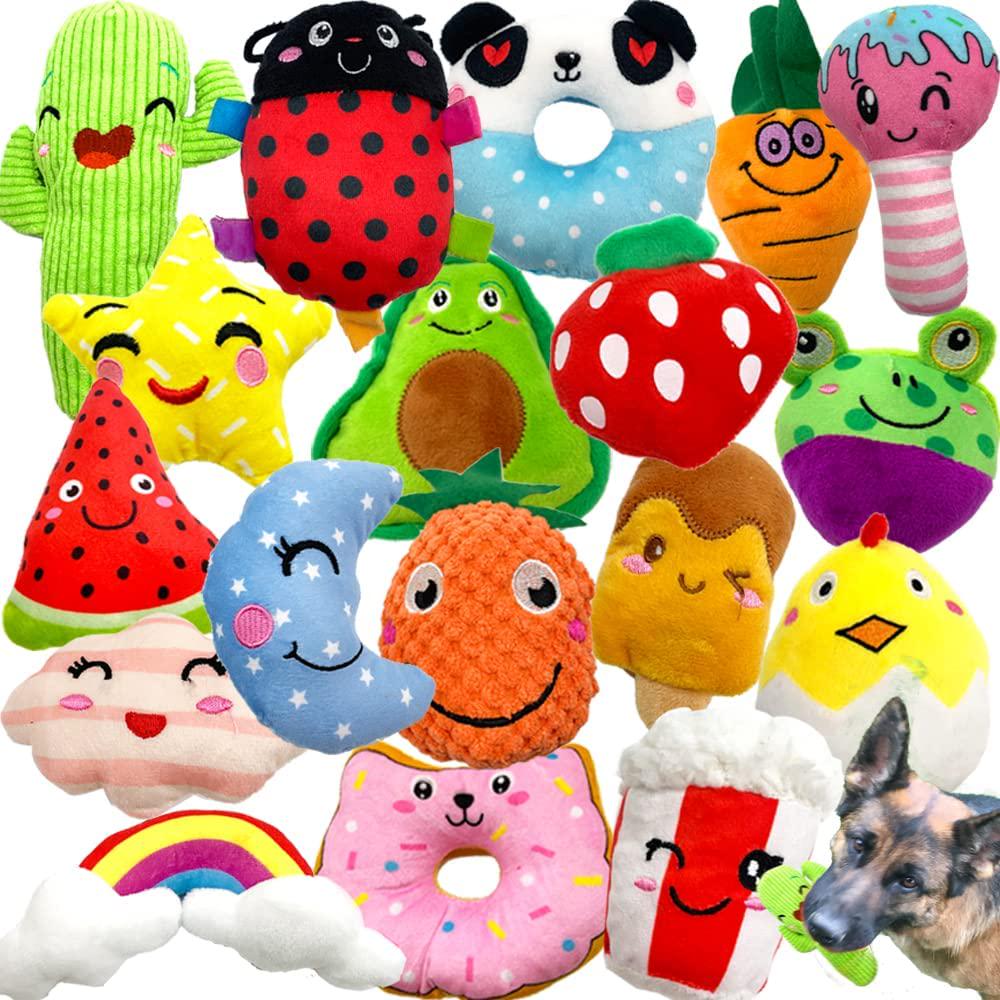 18 Pack Dog Squeaky Toys Cute Stuffed Pet Plush Puppy Chew for Small Medium Pets - Bulk-