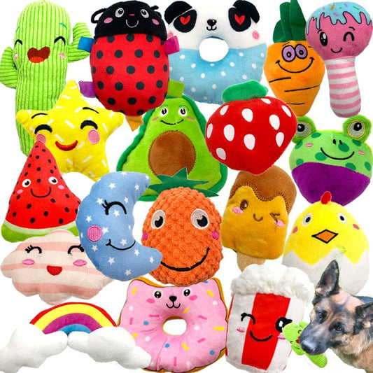 18 Pack Dog Squeaky Toys Cute Stuffed Pet Plush Puppy Chew for Small Medium Pets - Bulk-