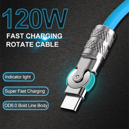 180° Rotatable 120w Super-Fast Charging Cable-