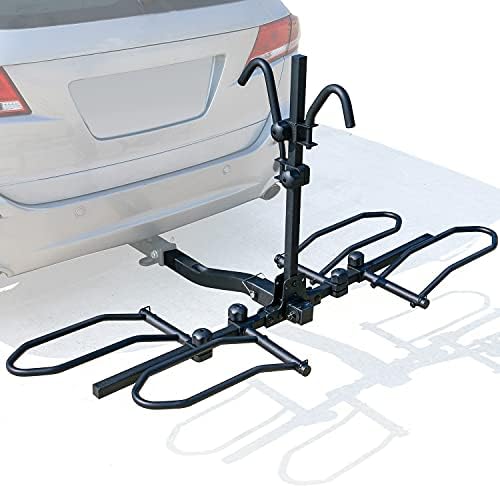 2-Bike Platform Style Hitch Mount Bike Rack, Tray Style Bicycle Carrier Racks for Cars, Trucks, SUV and Minivans with 2 Hitch Receiver - Quick Hitch Pins Design, Un-Foldable-