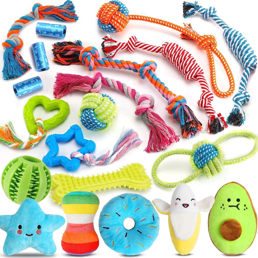 20 Pack Luxury Dog Chew Toys for Puppy, Cute Small Dog Toys with Ropes Puppy Chew Toys, Treat Ball and Squeaky Puppy Toys for Teething Small Dogs-