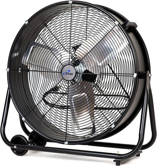 24 High Velocity Drum Fan Industrial, Commercial, Residential Air Circulator for Garage, Shop, Patio, Barn, Greenhouse, Speed Control 7700CFM, UL Listed-