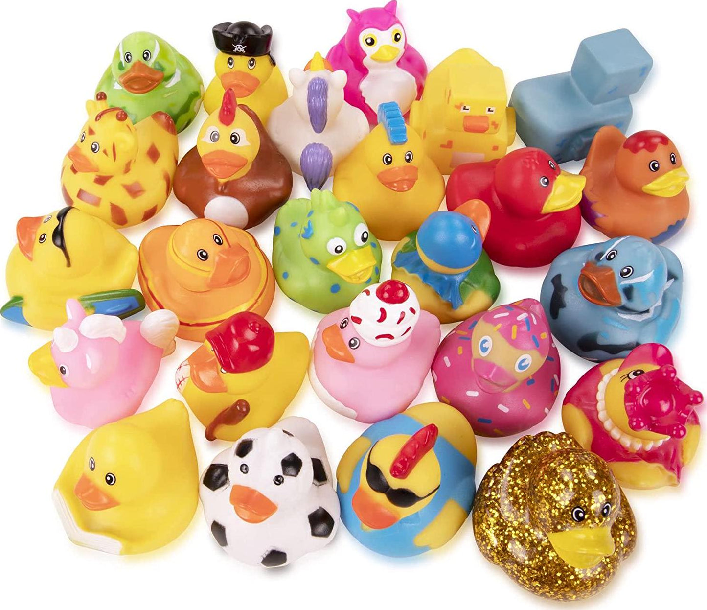 25-Pack Assorted Rubber Ducks Baby Bath Toys I Baby Shower Mini Rubber Ducks In Bulk I Baby Pool Jeep Ducks-