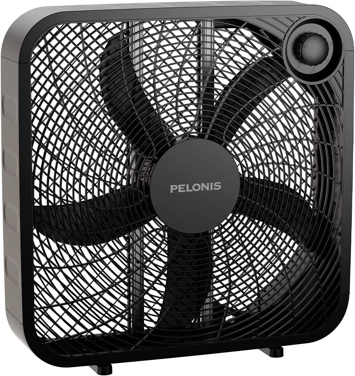 3-Speed Box Fan For Full-Force Circulation With Air Conditioner, Upgrade Floor Fan, Black-