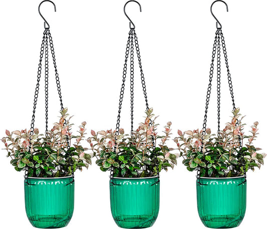 4.5 Inch 2 Pcs Self Watering Hanging Planter Indoor Plant Hanging Pots with Drainage Holes, Outdoor Small Hanging Planters Flower Pot Basket, Visible Water Level, Plant Hanger Home Decor, Gardening-