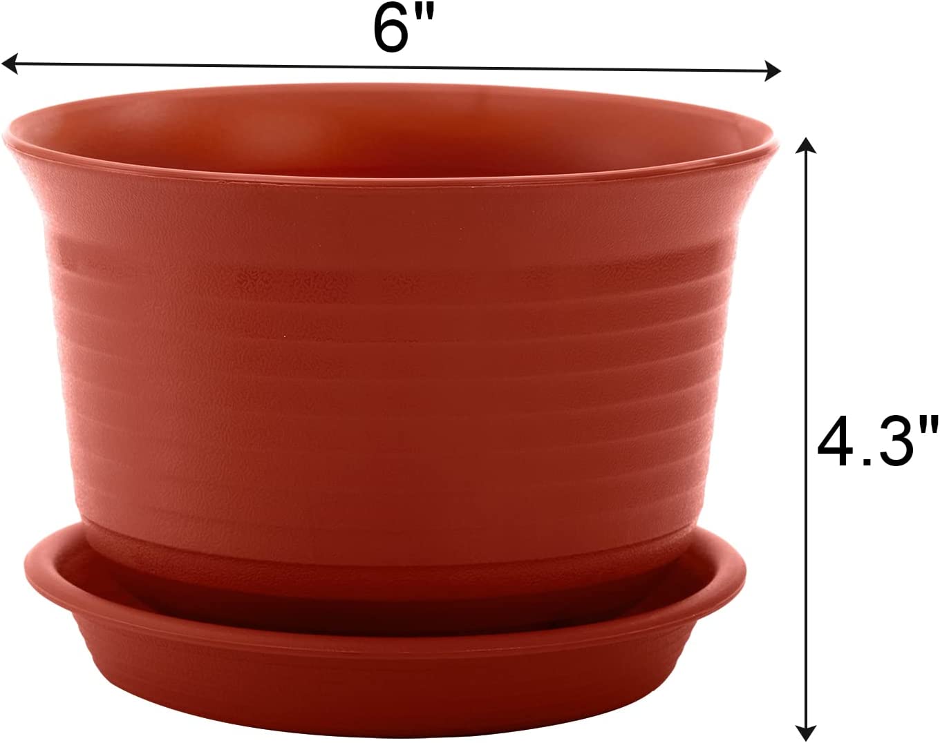 Elsjoy Set of 16 Plastic Planter Pots with Drainage Saucer, 6 Inch Flowers Pot Decorative Plant Pots for Succulents, House Plants, Garden, 4 Colors