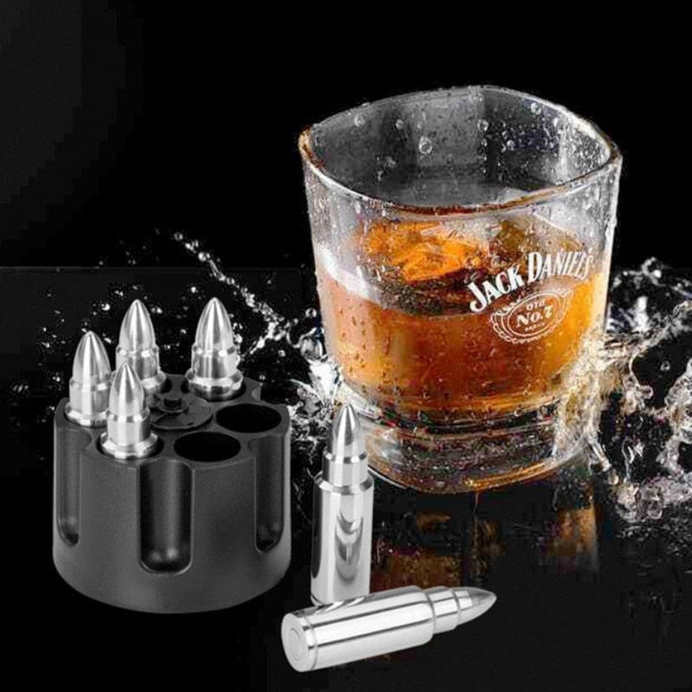 6Pcs Stainless Steel Bullet Ice Cube Chilling Stones-