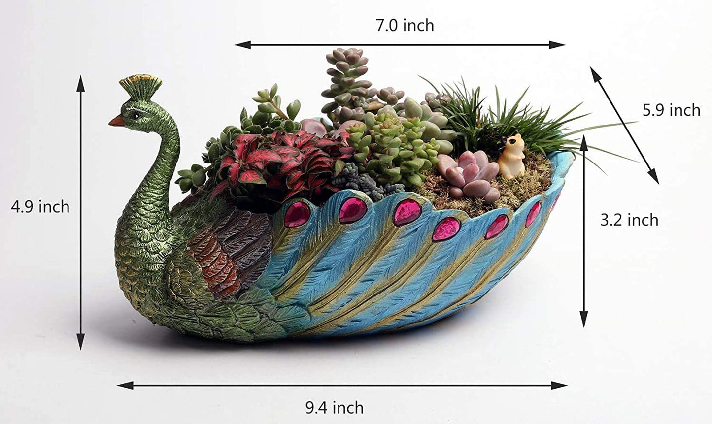 Succulents Planter Plants Pot Handmade 9.4 Inch Peacock Pot Resin Base Large Flowers Pot/Succulent Cactus pots/Container/