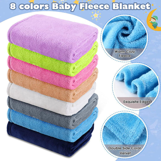 8 Pcs Fuzzy Baby Blankets 30 x 40 Soft Warm Plush Newborn Blankets Receiving Essentials Toddler Infant Boys Girls Gifts Nursery Swaddling Cozy Kid Daycare Cot Blankets for Crib Stroller Nap Outdoor-