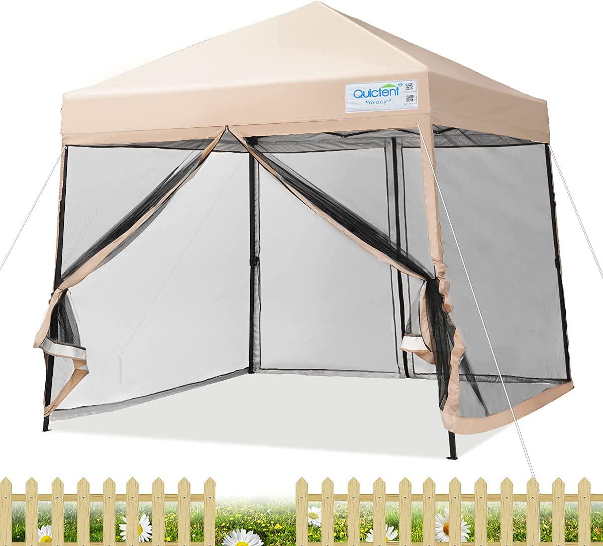 9'x9' Slant Leg Pop up Canopy Tent with Mosquito Netting, Instant Screen House Room Tent Gazebo-