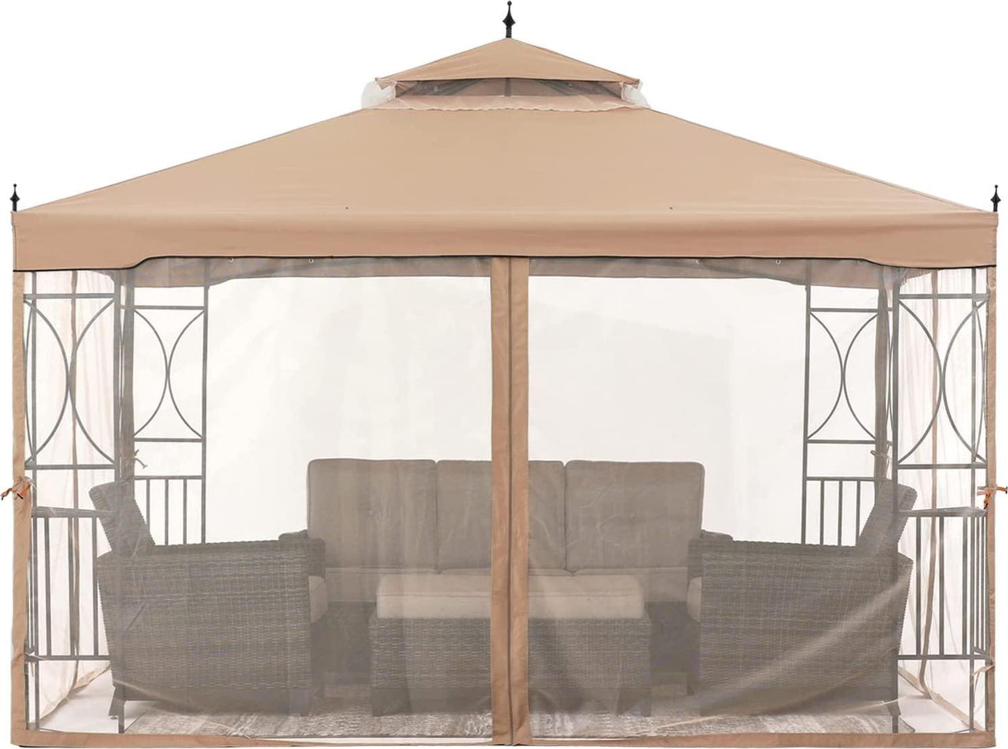 ABCCANOPY Patio Outdoor Gazebo 10X12 - Gazebo Canopy with Netting and Corner Frame Screen Wall for Backyard,Garden Gazebo Lawn (Khaki)