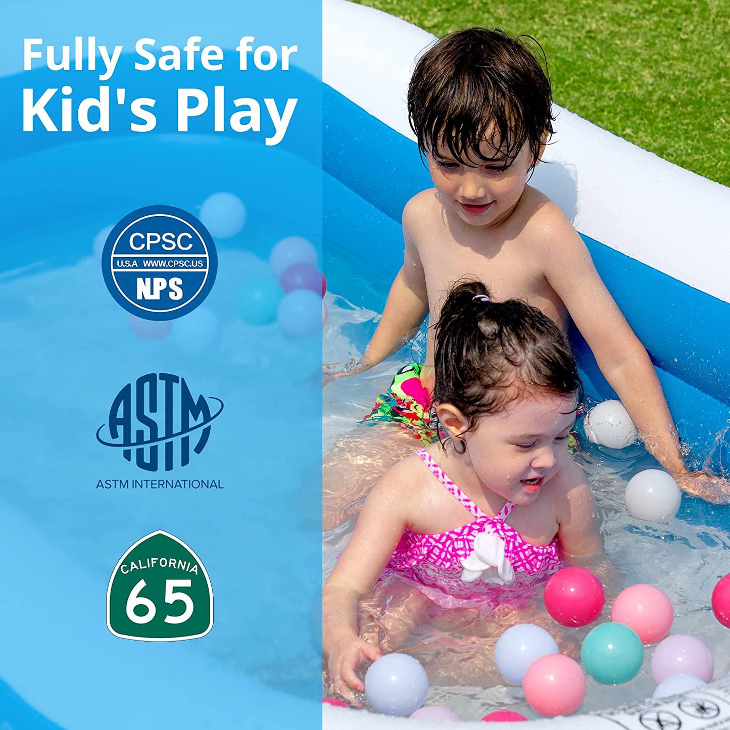 AKASO Inflatable Swimming Pool, 94.5 X 56 X 22 Kiddie Blow up Pool, Family Lounge Pool for Kids and Adults, Toddlers, Outdoor, Garden, Backyard