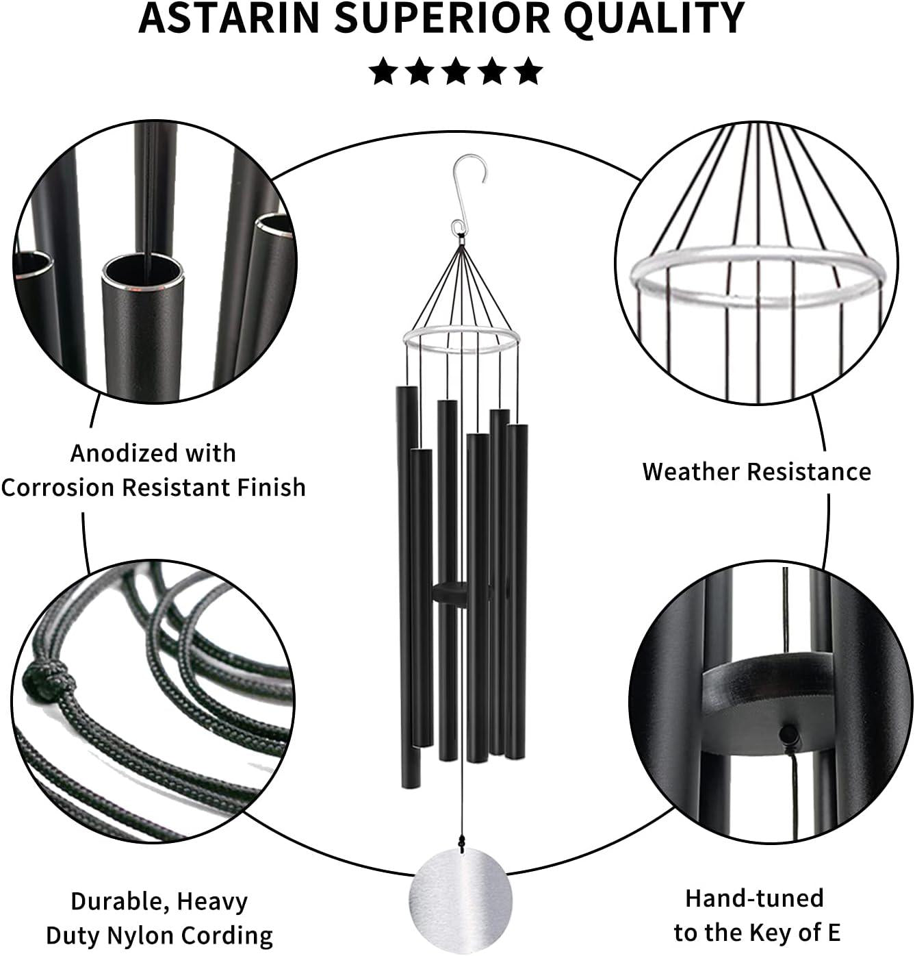 Wind Chimes Outdoor Large Deep Tone,36 Inch Large Wind Chimes for Outside Tuned Relaxing Soothing Low Bass,Memorial Wind Chimes Sympathy for Mom Dad,Black