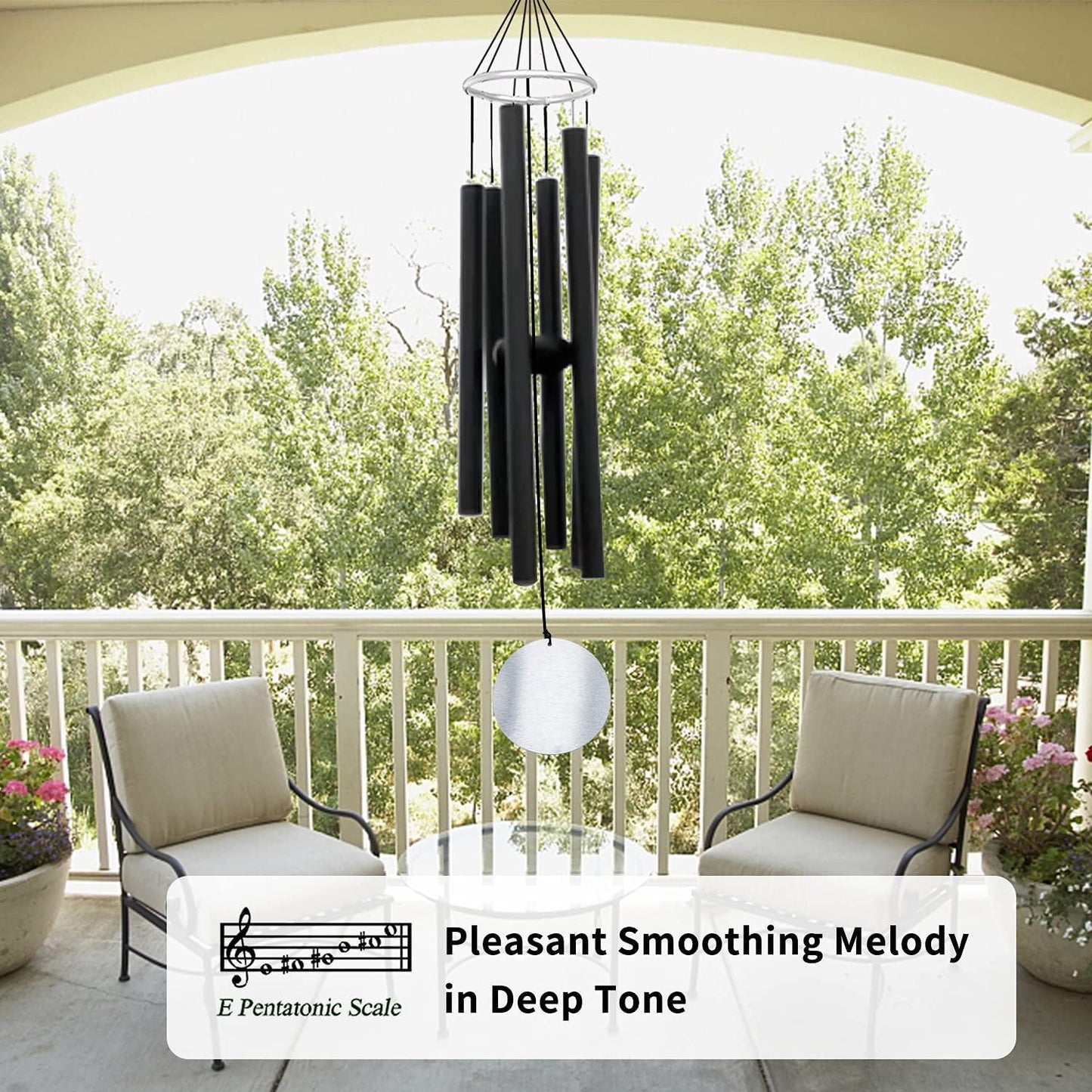 Wind Chimes Outdoor Large Deep Tone,36 Inch Large Wind Chimes for Outside Tuned Relaxing Soothing Low Bass,Memorial Wind Chimes Sympathy for Mom Dad,Black