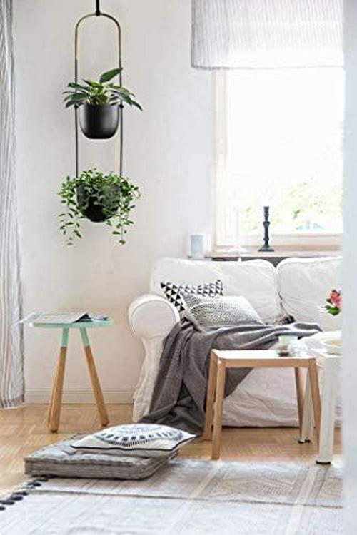 Abetree Modern Metal Hanging Planter for Indoor Outdoor Plants with Hook 2 Tier Boho Wall and Celling Flower Pot Plant Holder Home Decor