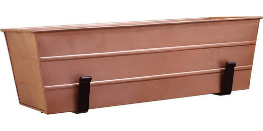 Achla Designs C-20C-WM Medium Copper Flower Wall Window Box with Brackets-