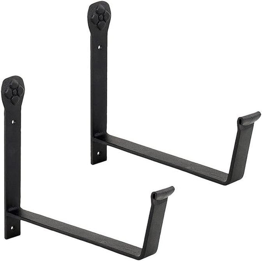 Achla Designs SFB-02 Wall-Mount, 8 inch Flower Window Box Planter Brackets, 8-inch, Black-