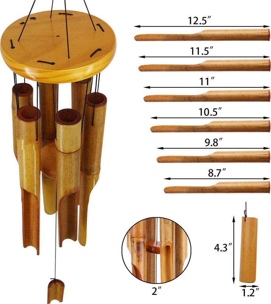 Wooden Wind Chimes Outdoor, Bamboo Wind Chimes with Amazing Deep Tone for Patio Garden Home Décor, Natural Beautiful Sound