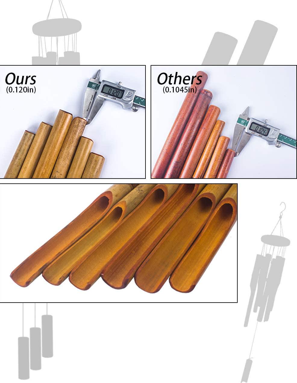 Wooden Wind Chimes Outdoor, Bamboo Wind Chimes with Amazing Deep Tone for Patio Garden Home Décor, Natural Beautiful Sound