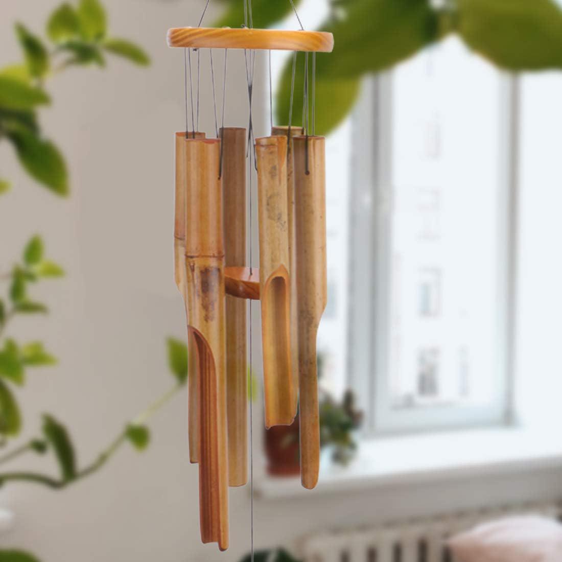 Wooden Wind Chimes Outdoor, Bamboo Wind Chimes with Amazing Deep Tone for Patio Garden Home Décor, Natural Beautiful Sound