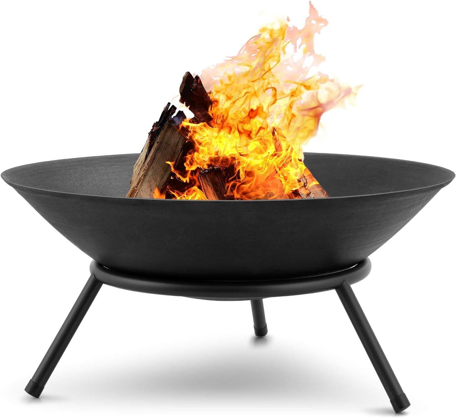 Amagabeli Fire Pit Outdoor Wood Burning 22.6in Firepit Firebowl Fireplace Heater Log Charcoal Burner Extra Deep Large Round Camping Outside Patio Backyard Deck Heavy Duty Metal Grate ET288-