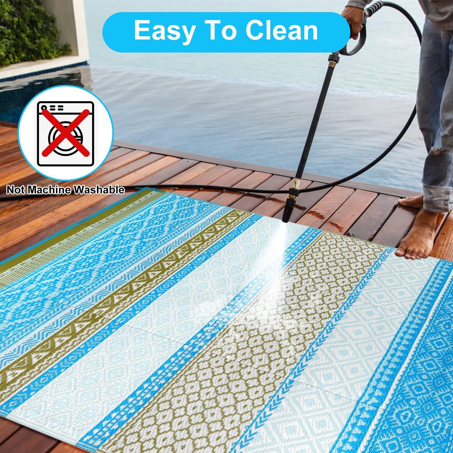 Outdoor Rugs for Patios Clearance Waterproof, 4x6ft Reversible Plastic Straw Outside Area Rugs, Stain and UV Resistant Camping Mat