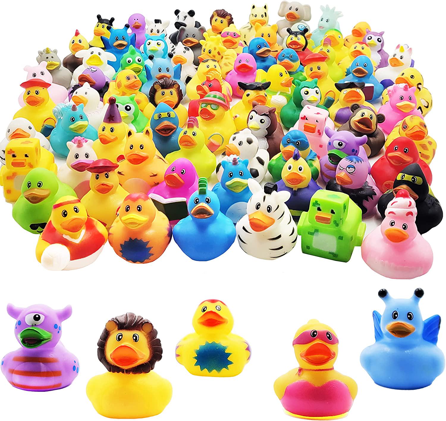 Assortment Rubber Duck Toy Duckies for Kids, Bath Birthday Gifts Baby Showers Classroom Incentives-