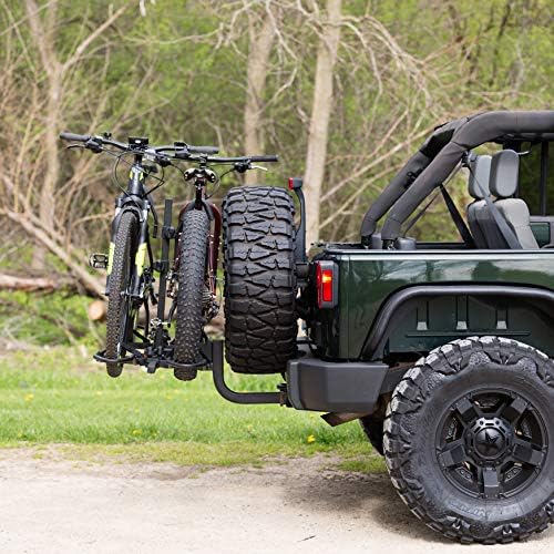 KR-BRDUBK Heavy Duty K2 Sport 2 Inch Hitch Rear Mounted 2-Bike Bike Rack with Locking Hitch Pin, Smart Tilt Feature, and 120 Pound Capacity, Black