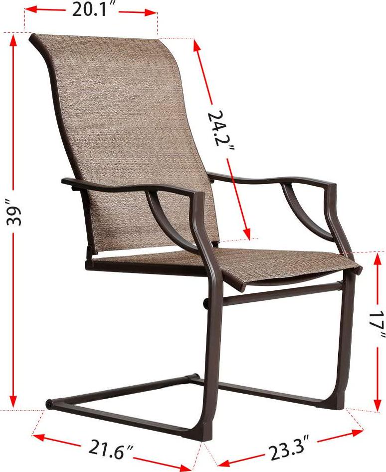 BALI OUTDOORS All-Weather Spring Motion Textile Patio Dining Chairs Set of 2 for Outdoor Lawn Garden Backyard