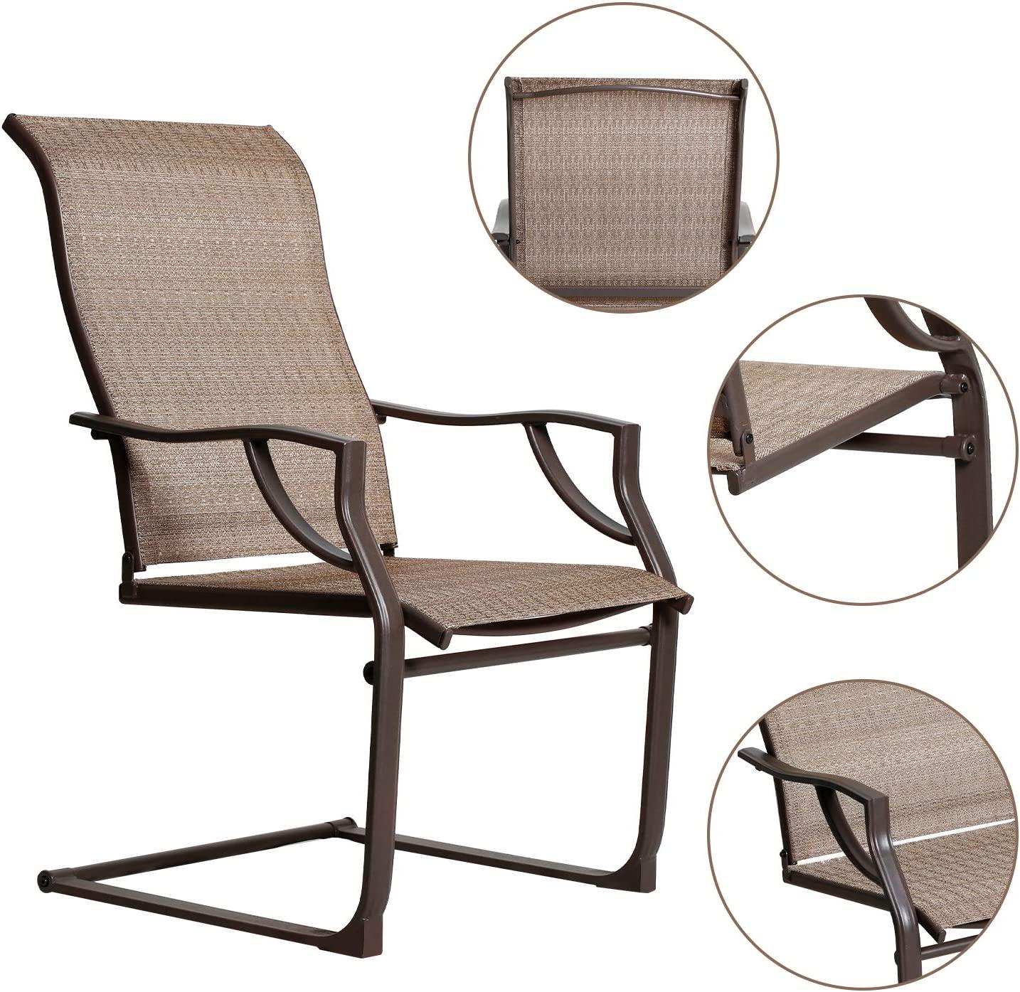 BALI OUTDOORS All-Weather Spring Motion Textile Patio Dining Chairs Set of 2 for Outdoor Lawn Garden Backyard