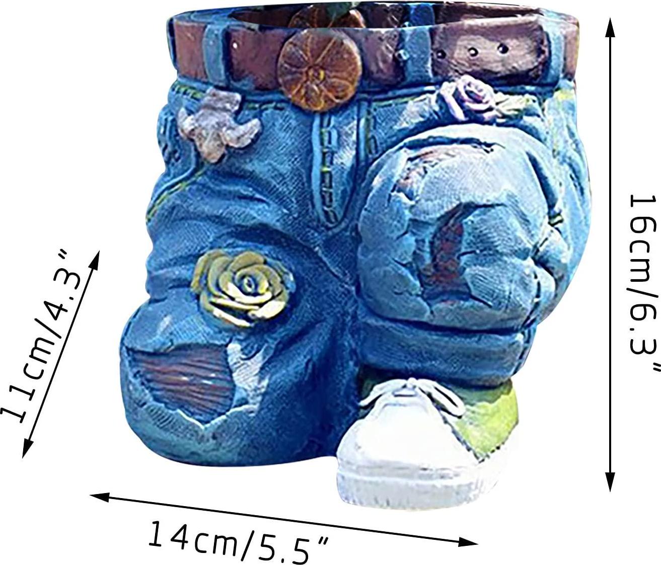 BEFOKA Outdoor Flower Pot, Creative Denim Pants Resin Flower Pot Garden Denim Flower Pot Decoration Outdoor Indoor Garden Planters Pots