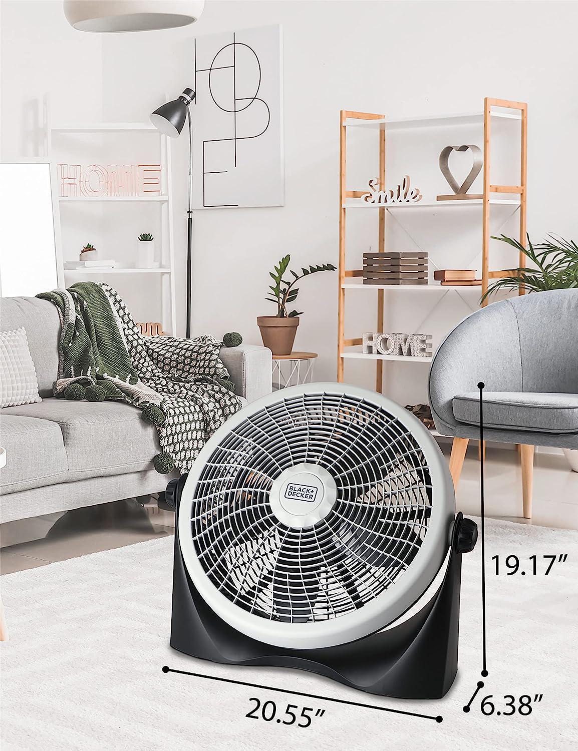 Floor Fan for Home, Garage, Bedroom, or Office, Cooling Fan for Floor with 3 Fan Settings, Quiet Floor Fan with Adjustable Tilt Angle and Sturdy Base
