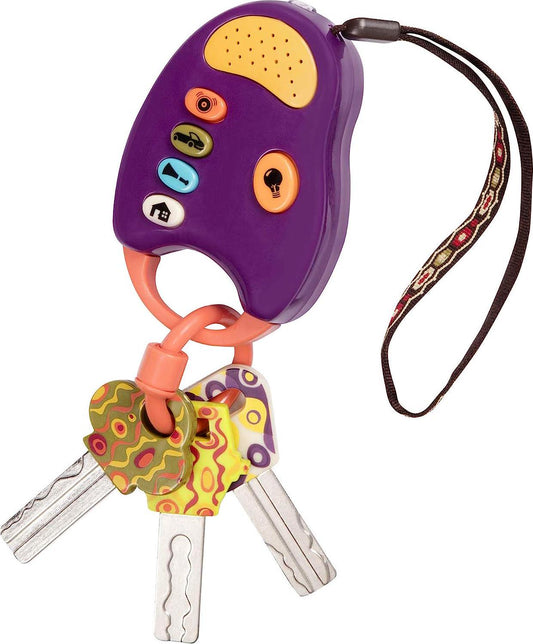 B. toys Purple FunKeys Toy Car Keys Key Fob with Lights and Sounds Interactive Baby Toy Pretend Keys for Babies-