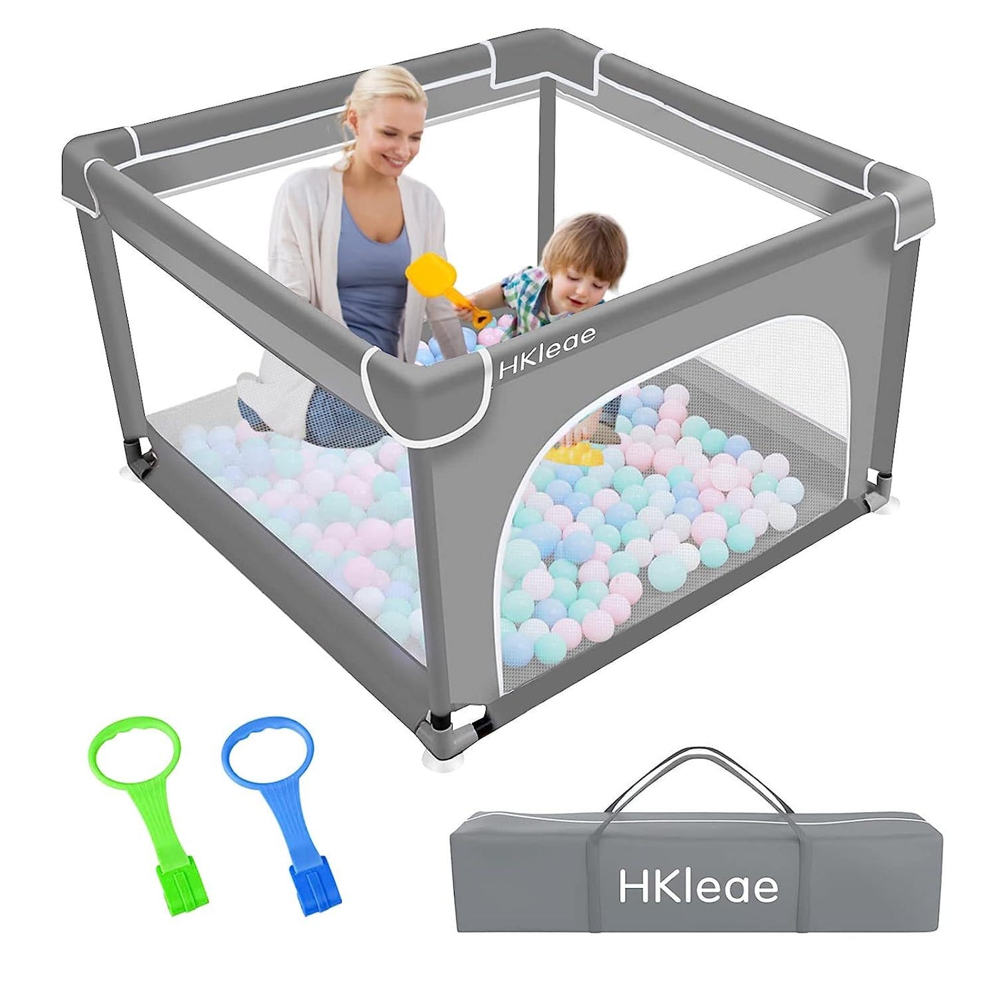 Baby Playpen Playpen for Babies and Toddlers Small Baby Playard with Anti-Slip Base, Sturdy Safety Large Play Yard with Soft Breathable Mesh, Playpen for Toddlers(Gray,36 ×36 )-