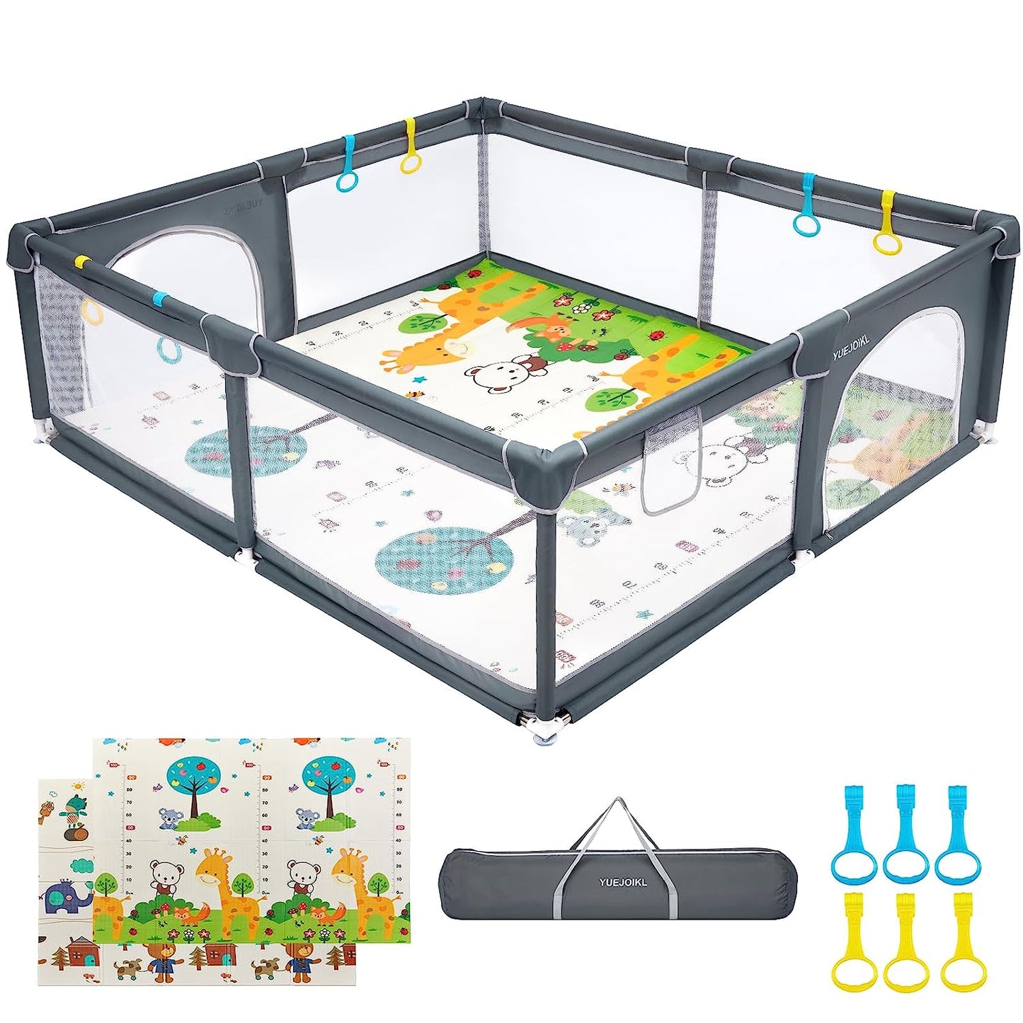Baby Playpen with Mat, 79 x71 x26.5 Large Baby Play Yard for Babies and Toddlers, Indoor and Outdoor Extra Large Kids Activity Center, Sturdy Safety Play Playards for Babies, with 0.4 Playmat-