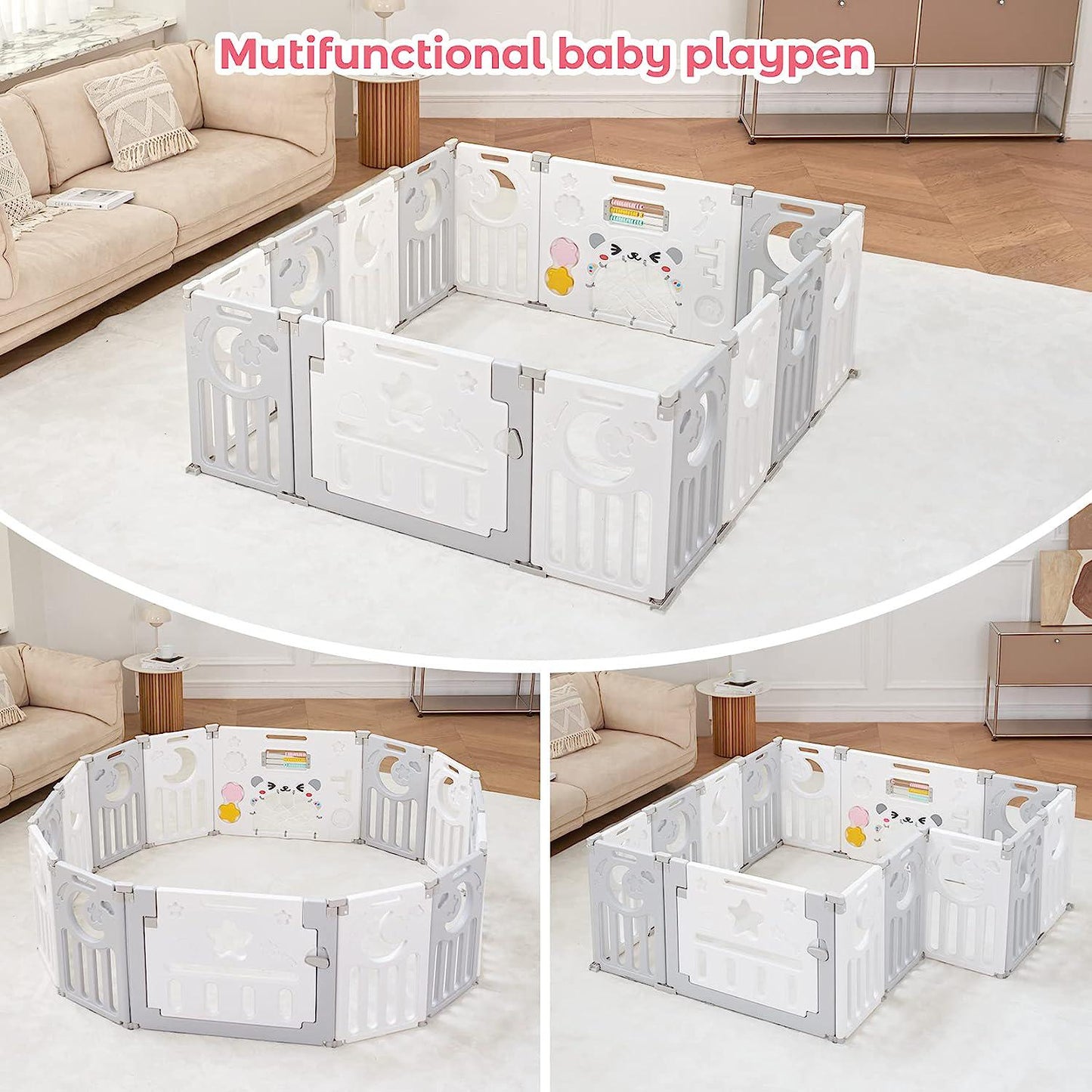 Baby Playpen, Dripex Foldable Playpen for Babies and Toddlers, Baby Fence Play Area, Custom Shape, Easy Assemble and Storage