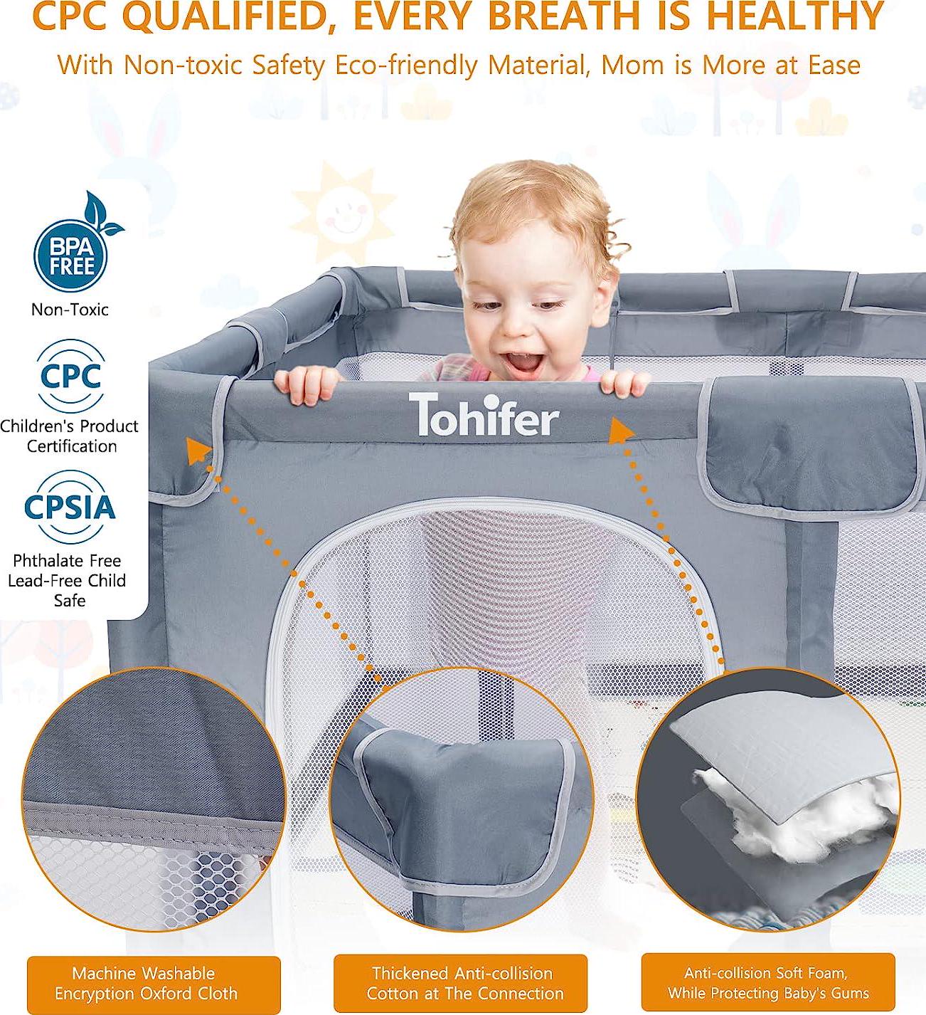 Baby Playpen with Mat, Large Baby Playard for Toddler, BPA-Free, Non-Toxic, Safe No Gaps Play Yard for Babies