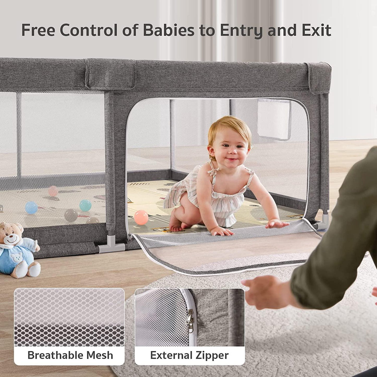 Baby playpen with mat Play pens for Babies and Toddlers Foldable Baby gate playpen Baby gate playpen playard for Baby