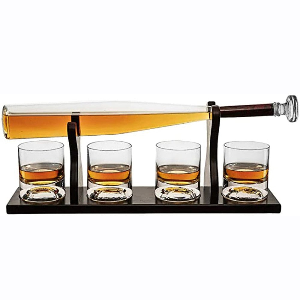 Baseball Bat Decanter with Glasses-