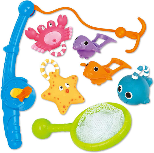 Bath Toy, Fishing Floating Squirts Toy and Water Scoop with Organizer Bag(8 Pack)-