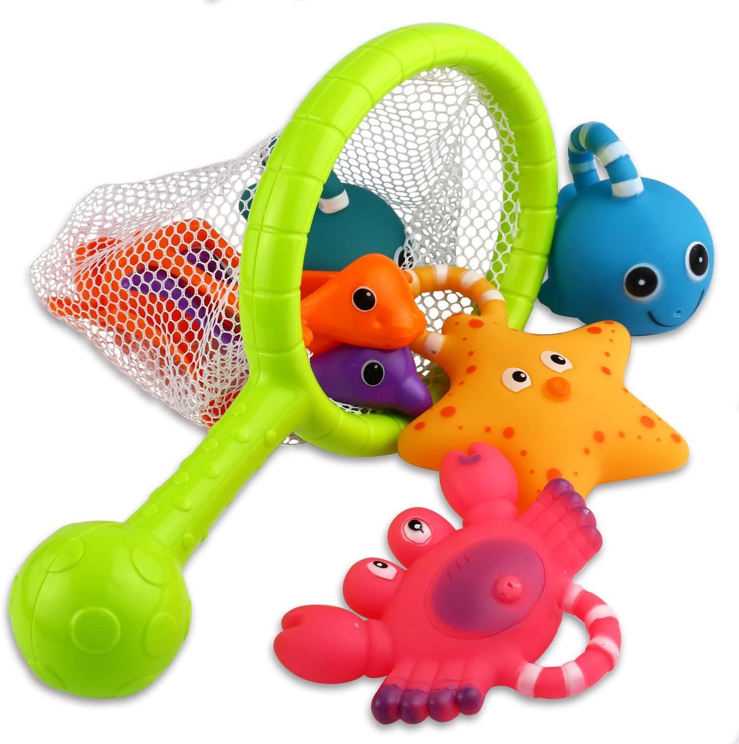 Bath Toy, Fishing Floating Squirts Toy and Water Scoop with Organizer Bag(8 Pack)