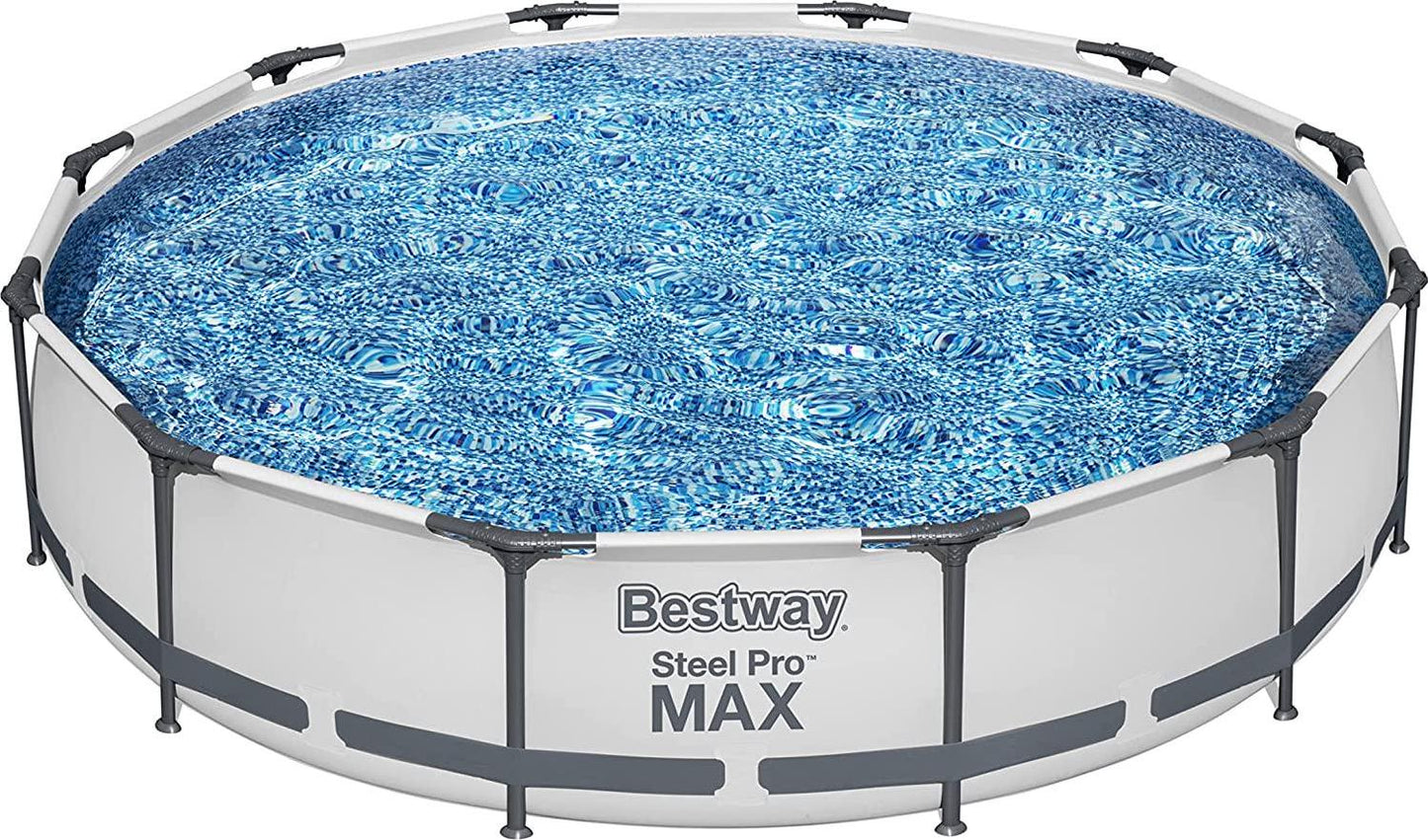 Bestway Steel Pro MAX 12 Foot x 30 Inch Round Metal Frame Above Ground Outdoor Backyard Swimming Pool Set with 330 GPH Filter Pump