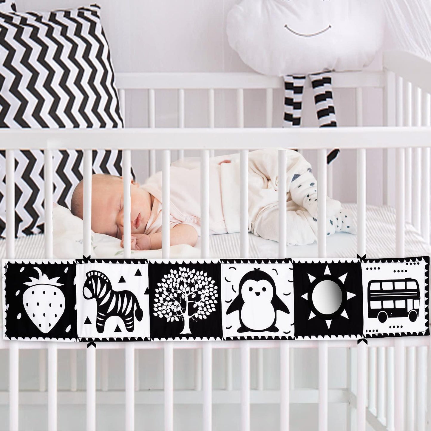 Black and White High Contrast Baby Toys 0-6 6-12 Months Soft Baby Book for Newborn Brain Development Tummy Time Toys