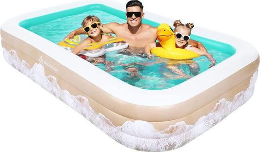 Brace Master Inflatable Swimming Pool, 120''x 72''x 22'' Full-Sized Family Inflatable Swimming Pool for Adults-