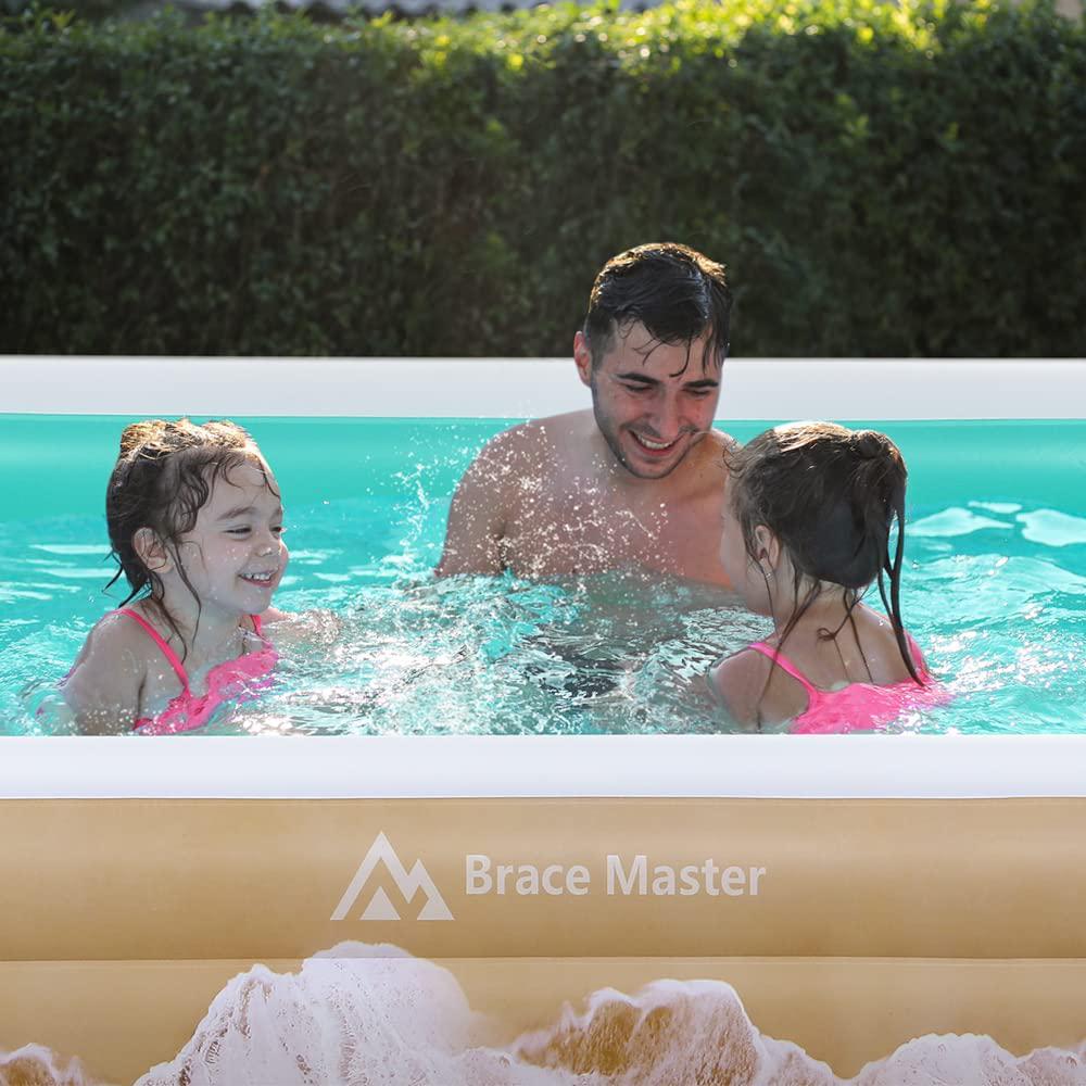 Brace Master Inflatable Swimming Pool, 120''x 72''x 22'' Full-Sized Family Inflatable Swimming Pool for Adults