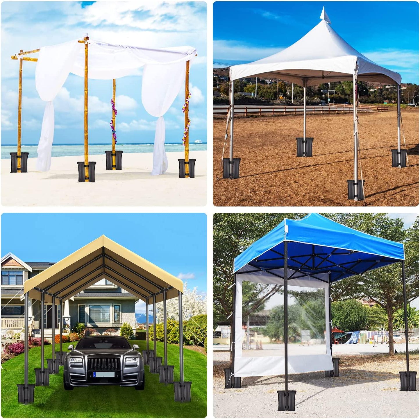 Brosyda Canopy Weights Sand Bags, Canopy Weights 112 LBS Gazebo Tent, Applicable to Pop Up Tent Gazebo Canopy Outdoor Sun Shelter Umbrella (4-Pack, 16 ×16 , Without Sand)