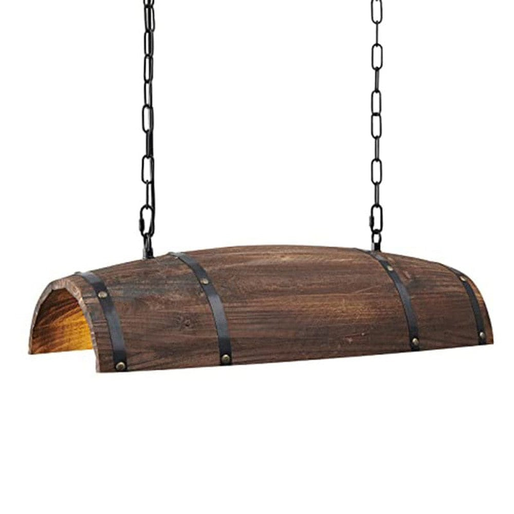 Brown Barrel Iron Chain Hanging Chandelier Light-